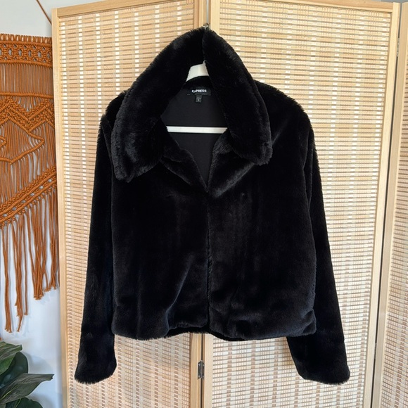 Express Jackets & Blazers - Express Black Faux Fur Jacket